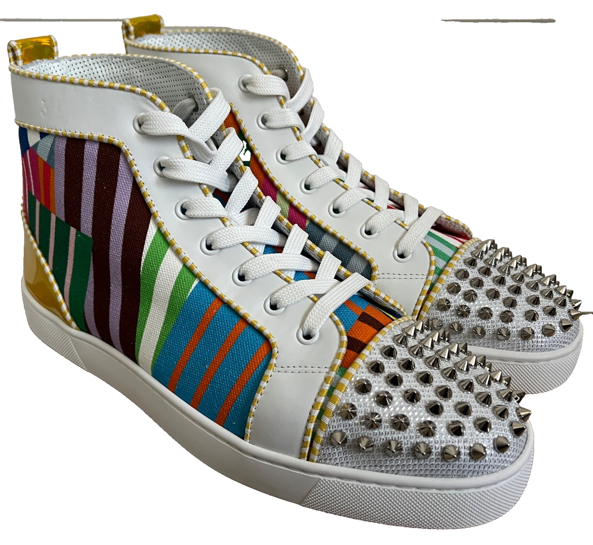 Christian Louboutin マルチカラー ハイヒール 35 1/2 New Christian Louboutin Louis Spikes Multicolor Stripe High Top