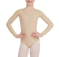 Capezio L84136 Girl's Beige Long Sleeve Leotard Size Large