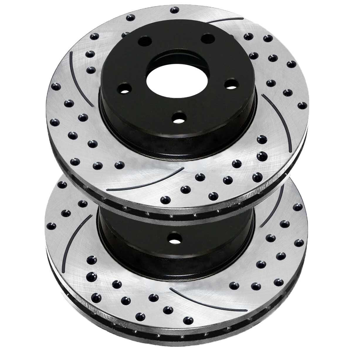 Front Drilled Brake Rotors Black Pair 2 for Chrysler 300 20062023