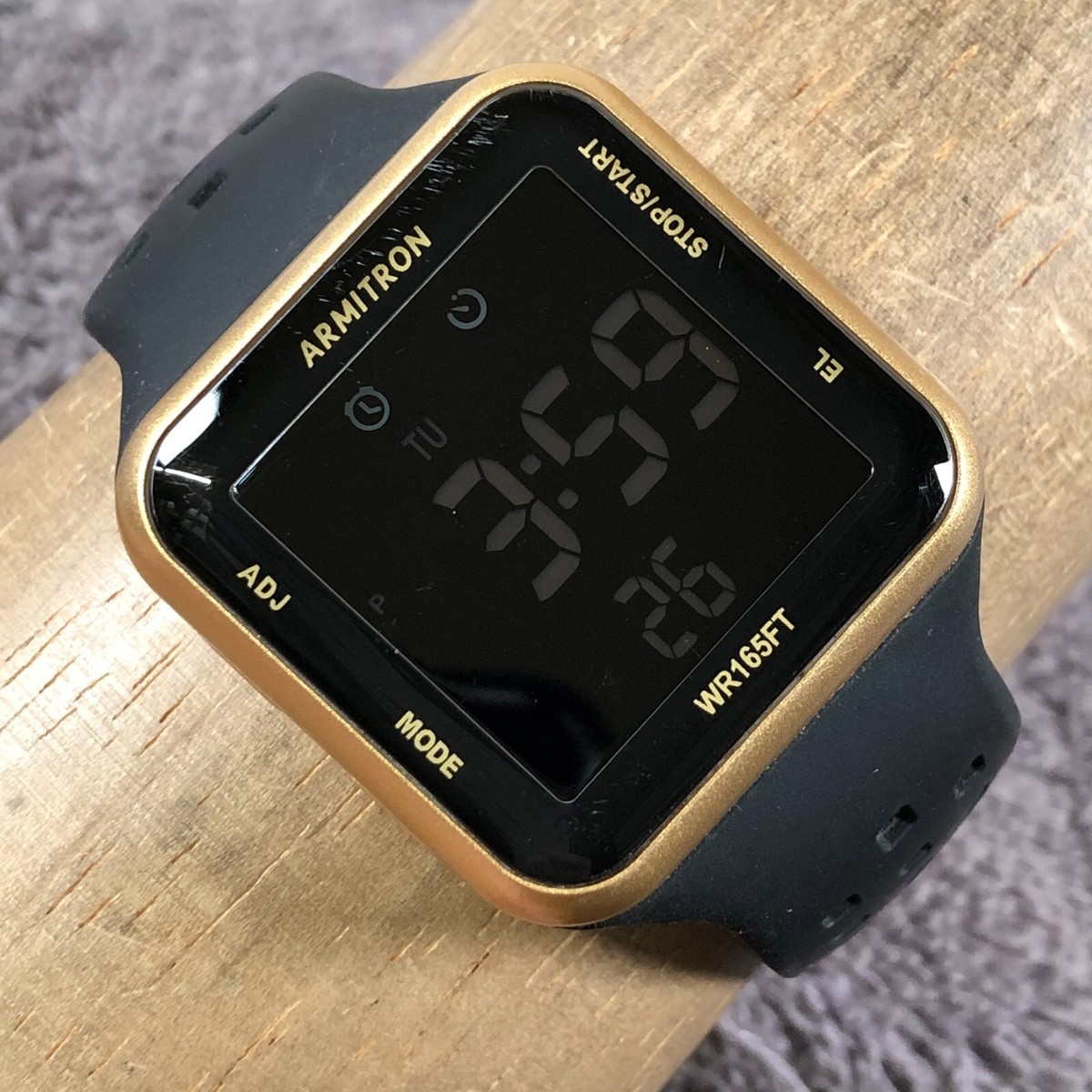 Armitron Pro Sport Unisex ZM1212 Gold Black Silicone 38mm Quartz Digital  Watch