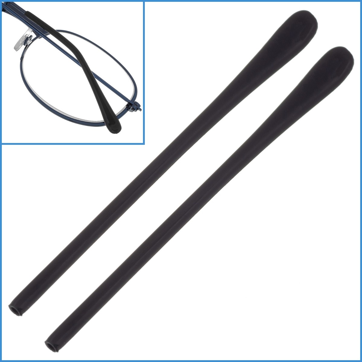 1 Par 6.5cm Black Slcone Ear Hook Glasses End Eyeglass Temple Tp Ant Non Slp Frame Readng - Foto 11