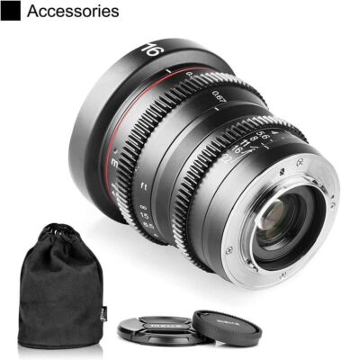 Meike 16mm T2.2 Manual Focus Aspherical Portrait Cine Lens for M4/3 M43 Camera 