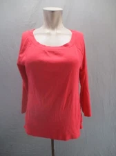 TALBOTS Size M Womens Red 100% Pima Cotton Round Neck Long Sleeve Comfy Top 662