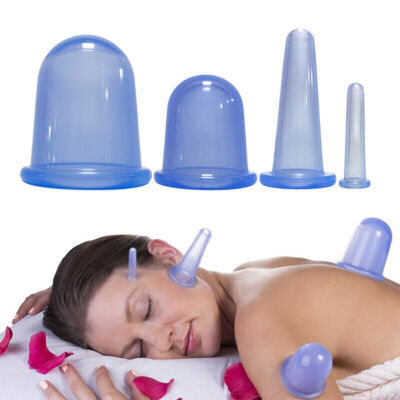 4 Stück Schröpfen Silikon Schröpfgläser Cupping Vakuum Schröpfkopf Massage Cups