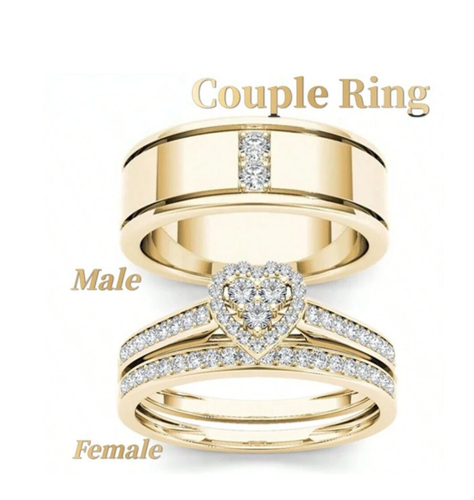 Set Fede Anelli Donna Matrimonio Oro E Argento 925 – Zirconie, Placcato Ottone - Foto 3
