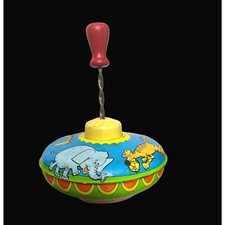 Vintage Animal-Themed Tin Spinning Top Toy Ohio Art