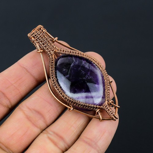 Schöne Amethyst Edelstein Handgemacht Kupfer Draht Schmuckanhänger CCP-054 - Bild 2 von 6