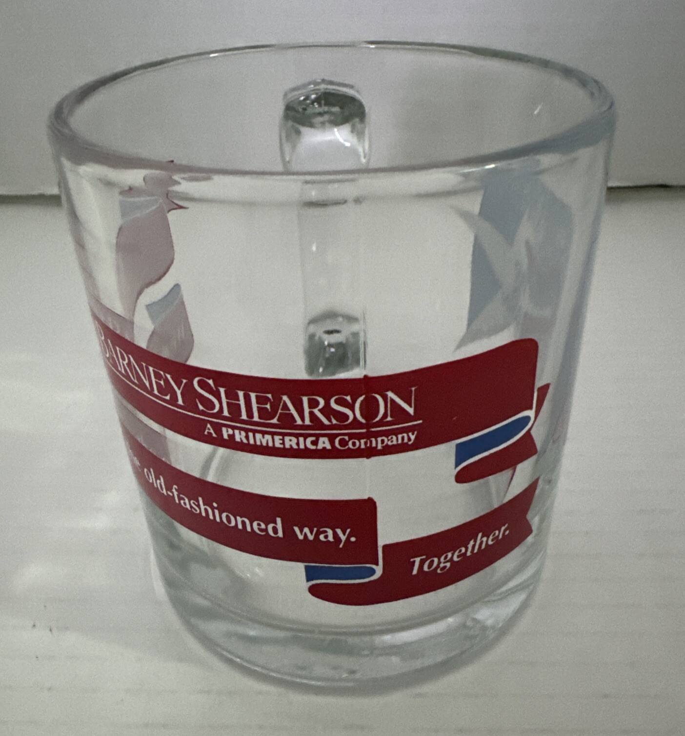 Vintage 1993 Smith Barney Shearson Coffee Cup Glass Mug Rare Brokerage
