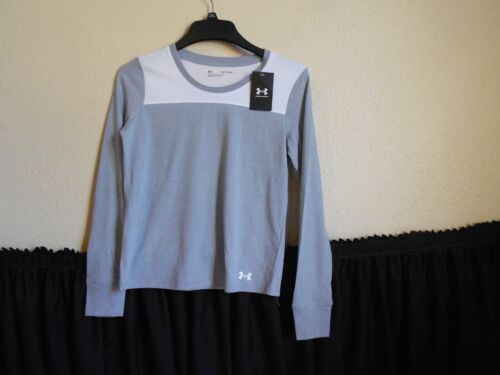 NWT Under Armour Women's Loose Long-Sleeve Grey & White T-Shirt Size Small
