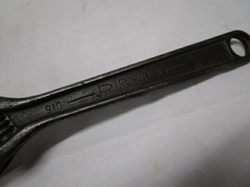 Vintage Ridge Tool Co. 910 RIDGID 10" Vintage Adjustable Crescent Wrench Forged - Picture 4 of 6