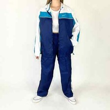 Vintage 90s Nike Blue Track Suit Set - Youth Large / Womens Small