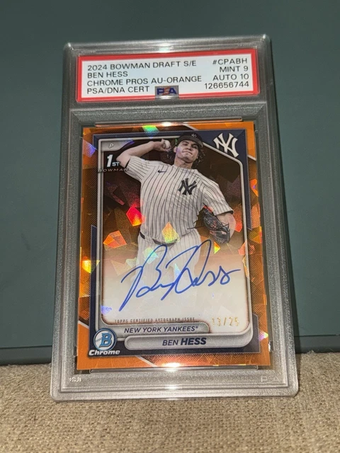 Ben Hess 2024 Bowman Draft Sapphire Orange Auto /25!