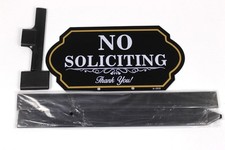 No Soliciting Metal sign for House with Stake 50MIL 5"X10" New  Black/Gold