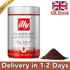 Illy Classico Ground Coffee 250g Tin Medium Roast 100% Arabica Moka Pot UK