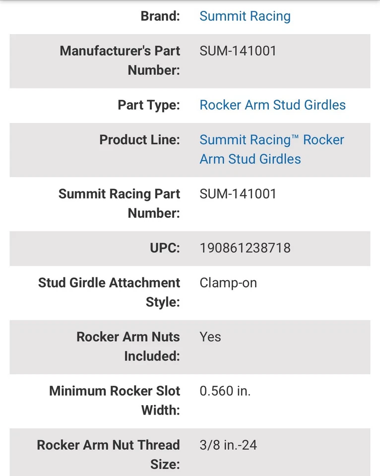 Summit Racing Small Block Chevy Aluminum Stud Girdle For 3/8 Studs NO STUDS INCL - Image 4 of 4