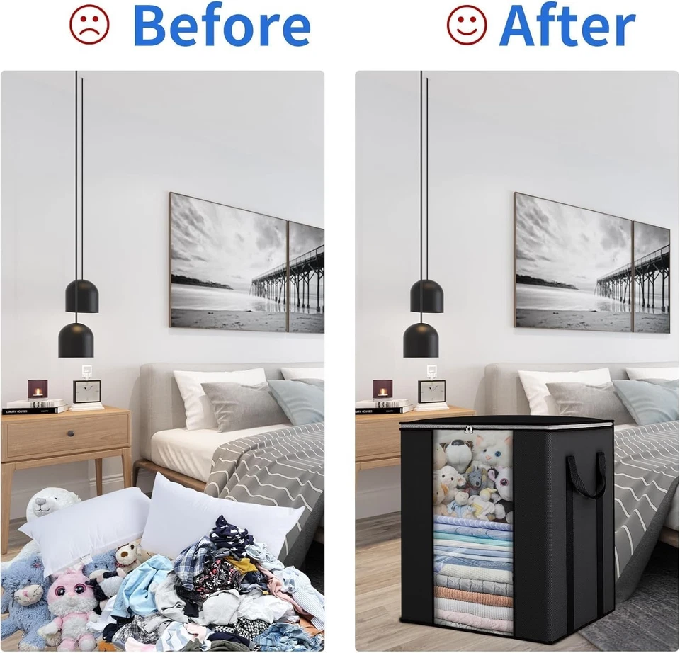 Extra Large Blanket Storage Bags Dustproof Transparent Window Foldable Clothes 4 - Image 3 of 4