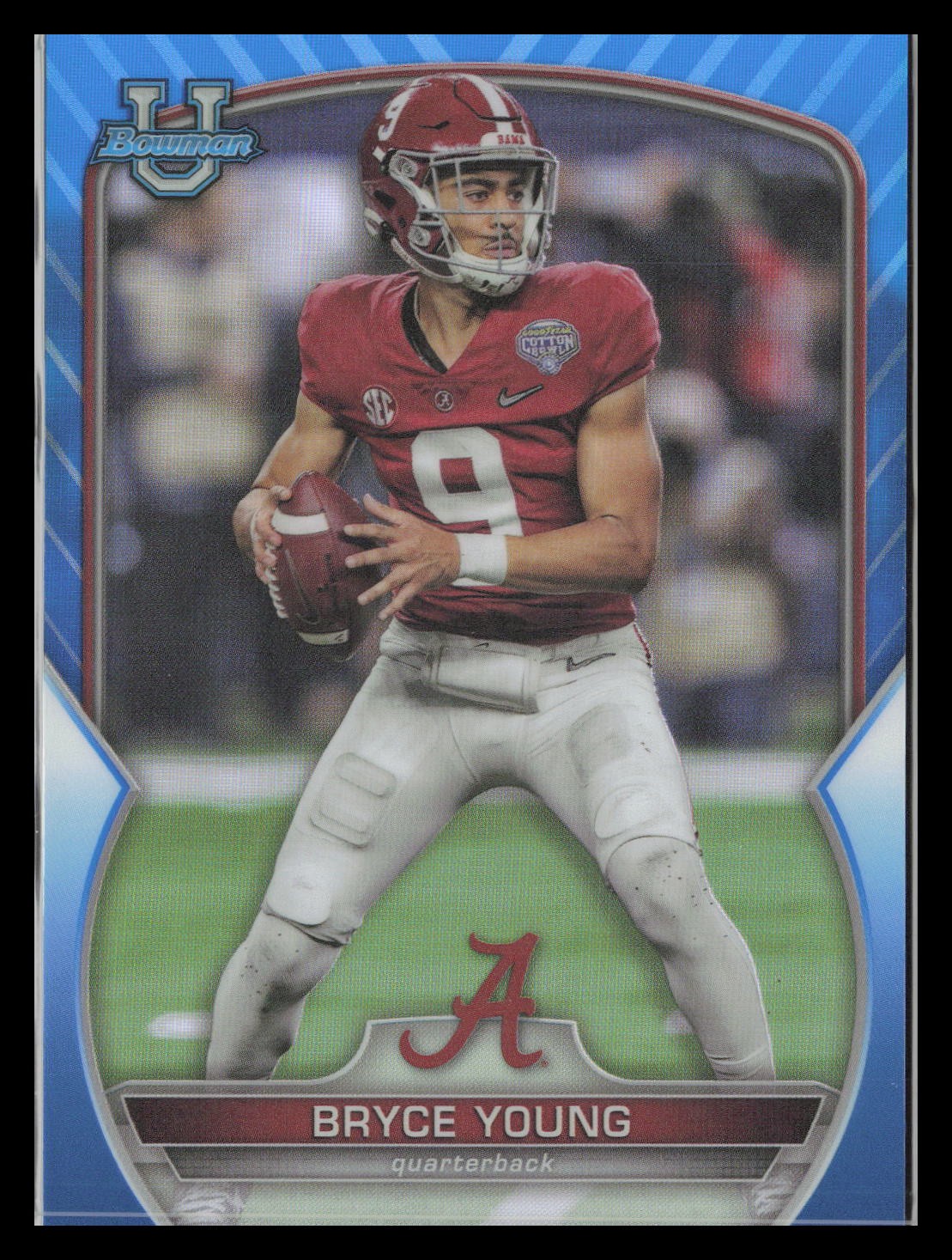 2022 Bowman University Chrome Blue Refractor /199 #1 Bryce Young Alabama