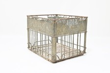 Vintage Milk Crate Heavy Wire Delivery Crate Box Solid Steel Strapped Sides