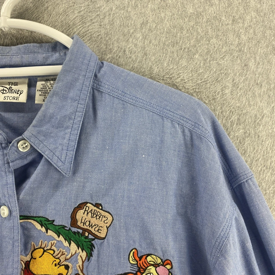 Camisa De Colección Disney Store XL Cambray Winnie the Pooh Tigger Piglet Bordada Foto 4 de 4