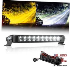 White Amber LED Light Bar Single Row 150W Super Bright Dual Color Slim 12 Inch