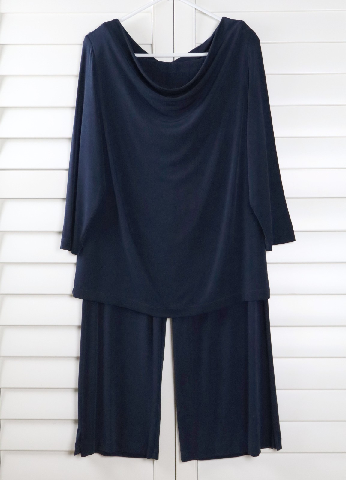 CHICO'S Vintage 2 Piece Slinky Stretch Draped Top & Pants Set Size 2 US Large