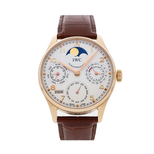 IWC Portugieser Perpetual Calendar Rose Gold Auto 42mm Strap Watch IW5022-13