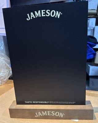 Jameson Irish Whiskey Bar Top Blackboard  Wood Base Double Sided. New