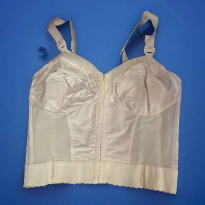 VTG Exquisite Fully Front Close Longline Posture Bra White 38 C No Box New