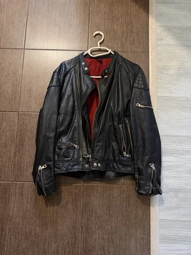 Vintage Harro Leather Motorcycle Jacket 60s 70s Germany Cafe Racer Black Size S - product listing photo