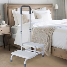2 Step Stool with Handle for Elderly, Bed Steps for High Beds for Adults, Non Sl