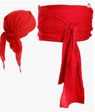 Unisex Pirate Costume Sash Belt  Headscarf Medieval Renaissance Bandana Cosplay