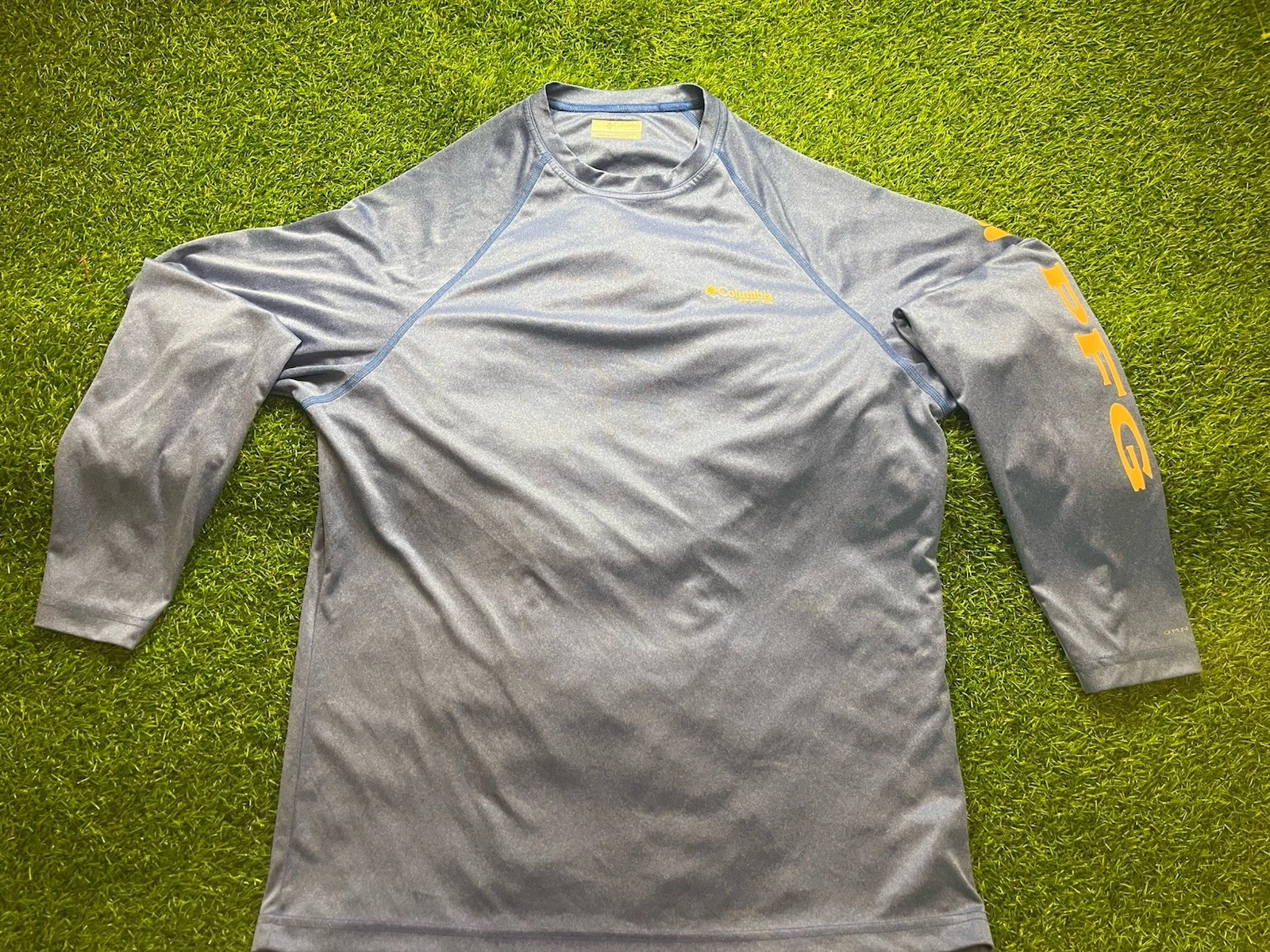 Columbia PFG Shirt Mens Medium Blue Outdoor Fishing Long Sleeve Pullover Omi