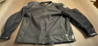 Vanson Leathers Mesh Motorcycle Jacket XXL Black Armor Back Pad - 54'' Chest