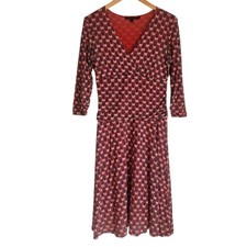 Boden Red Blue and White 3/4 Sleeve Midi Dress 4th Of July Americana Sz 12 VNeck