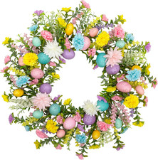 20 Inch Easter Wreath for Front Door Easter Egg Decorations Spring FlowerWrea...