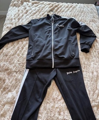 Palm Angels Black Tracksuit Set Track Jacket & Pants White Stripes Logo Men
