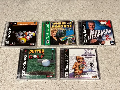 PlayStation 1 NEW 5 Game Lot - E.T., Jeopardy, Billiards, Wheel Of Fortune, Golf