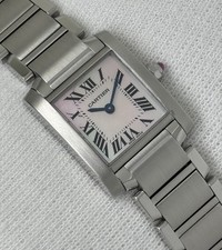 Cartier Tank Francaise Pink Mother of Pearl Dial Ladies Watch 2384 Full Set