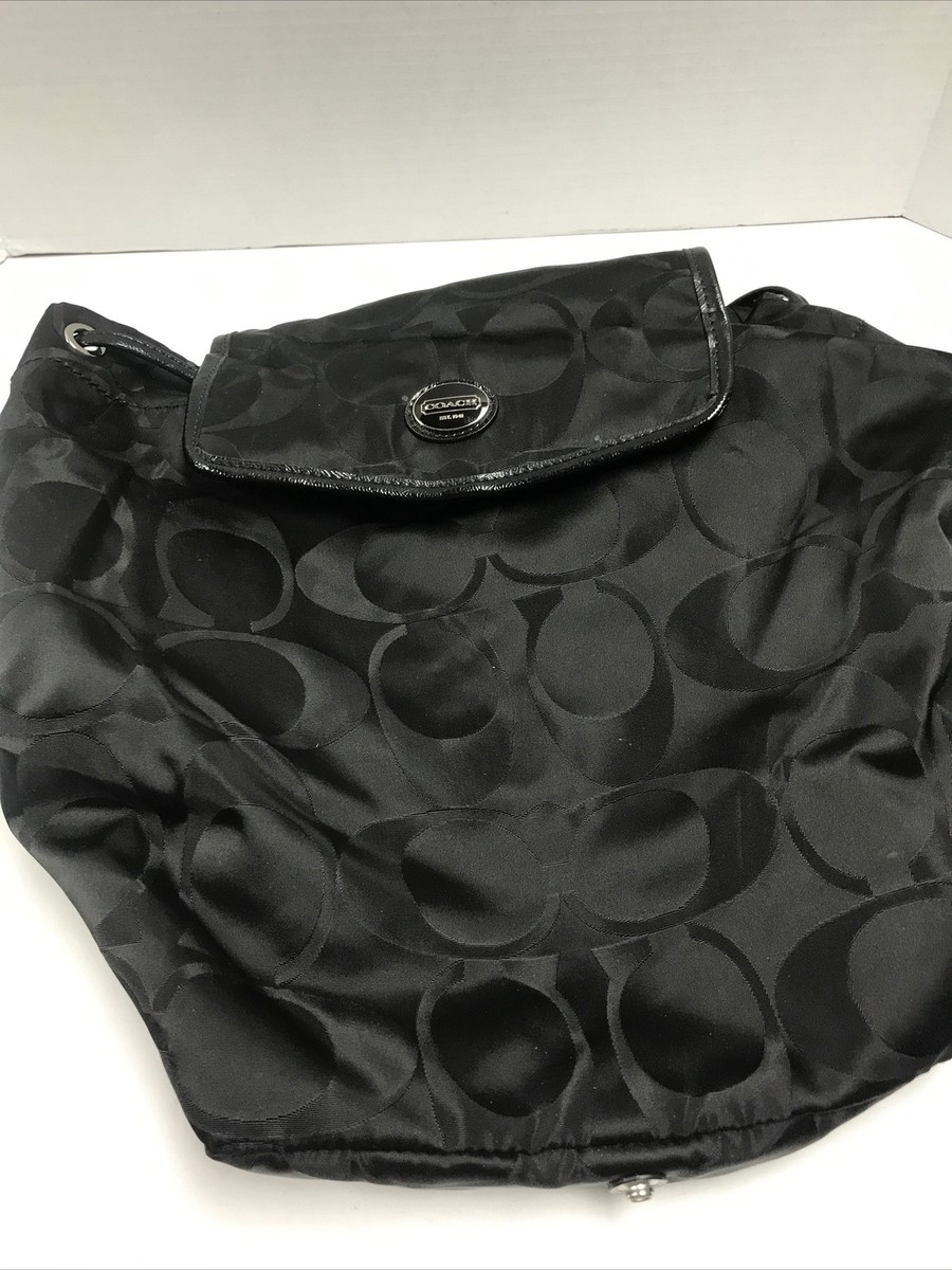 Coach Getaway Signature Nylon Black Packable Backpack 77350 F77350