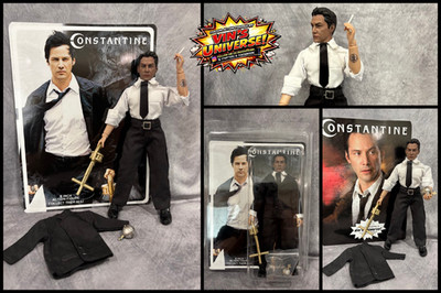 Custom 8'' Mego Scale Keanu Reeves as John Constantine Action Figure W/Cardbacker