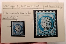 Timbre ancien Cérès 25c n°60 Type I trait sur le front variété étude