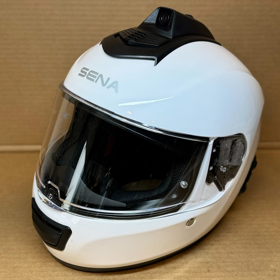 (Chip de Pintura) (XL) Sena Momentum INC-Pro Capacete de Motocicleta Branco Câmera Bluetooth - Imagem 3 de 4