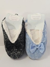 Carole Hochman Slipper Socks PLUSHFILL M/L Shoe Size:8-9 2 Pairs Black  Blue