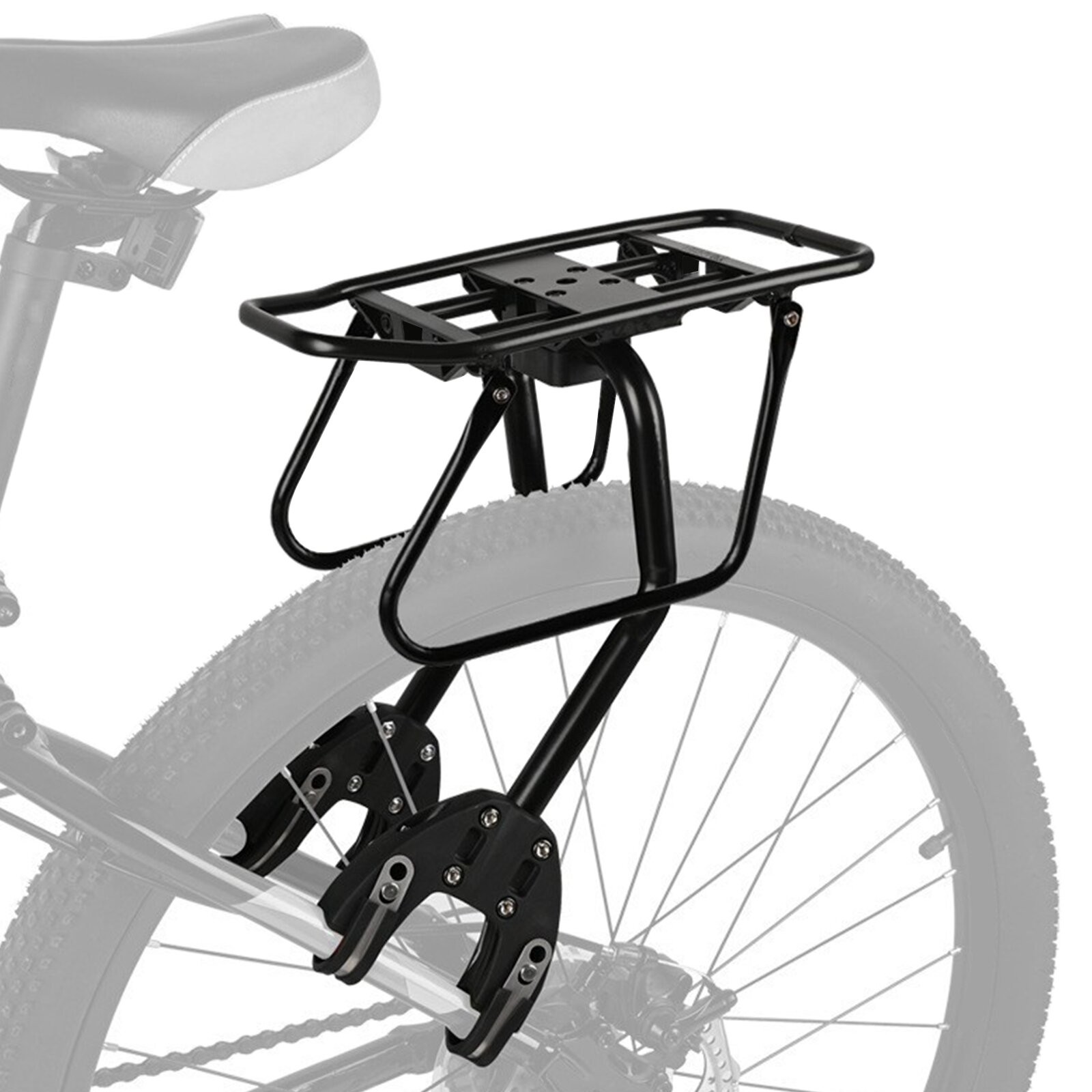 Portabici posteriore in alluminio per mountain bike bici da corsa 20-29 pollici, montaggio telaio o foto 4
