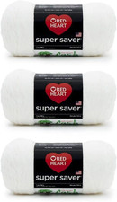 Red Heart Super Saver Soft White Yarn - 3 Pack of 198G/7Oz - Acrylic - 4 Medium
