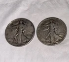 LOT OF 2 - 1944 90% Silver Walking Liberty Half Dollars Circulated (two Coins)