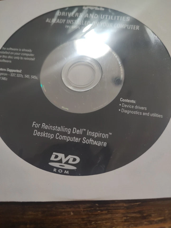 Dell Drivers Utilities DVD for Reinstalling Dell Inspiron 537 537s 545 545s 546s - Image 4 of 4