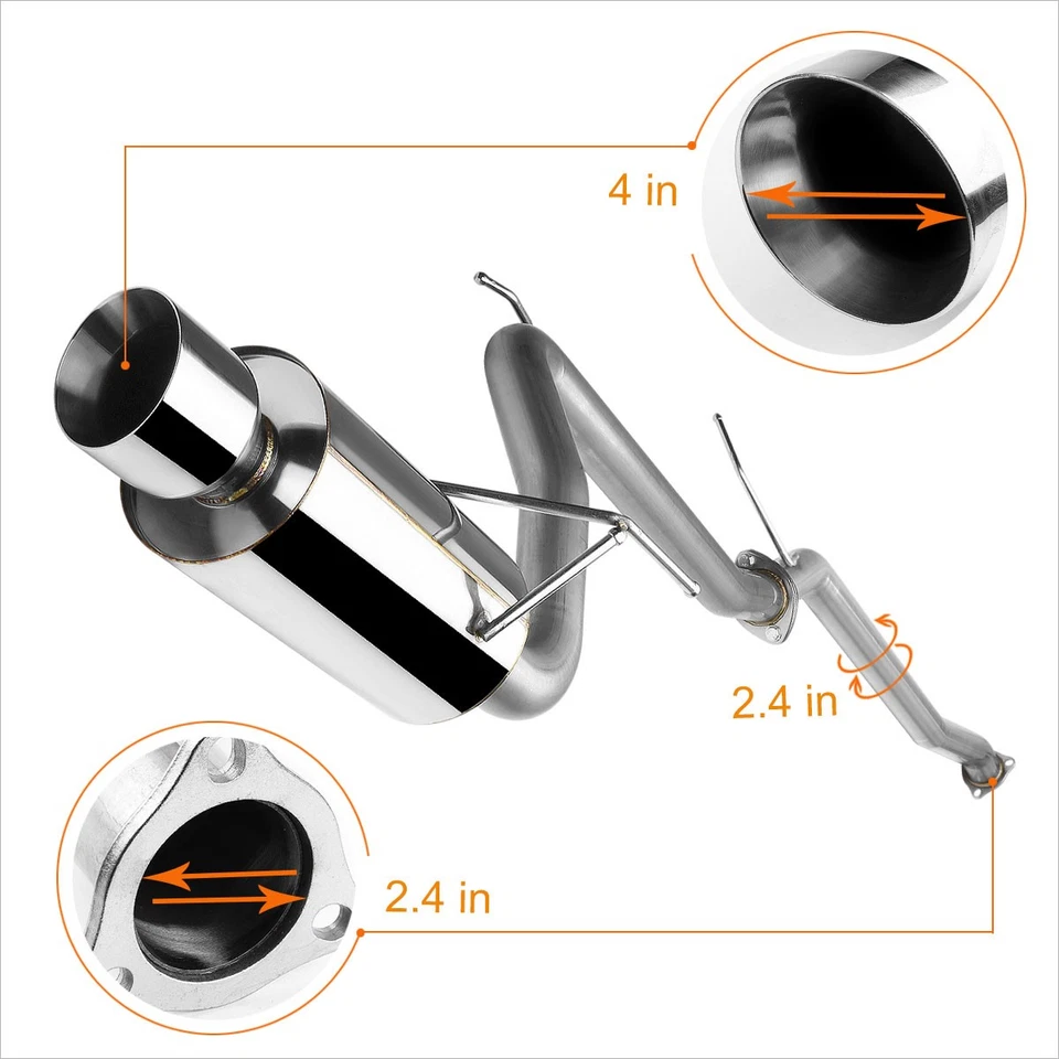 Silenciador punta enrollada S.S Catback sistema de escape para Honda Accord EX/LX 4" 03-07 Foto 3 de 4