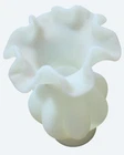 Fenton Satin Custard Glass Ruffled Melon Vase Vtg Uranium Black Light Glow 5.5"