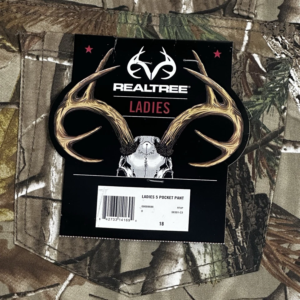 Realtree Camo Pants Ladies 18 Brown Green Camouflage Hunting 5 Pocket Outdoor - Image 2 of 4